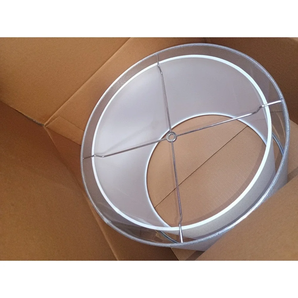 Pottery Barn Lamp Shade Unisex 16in Silver New Double Layer Drum 57746377